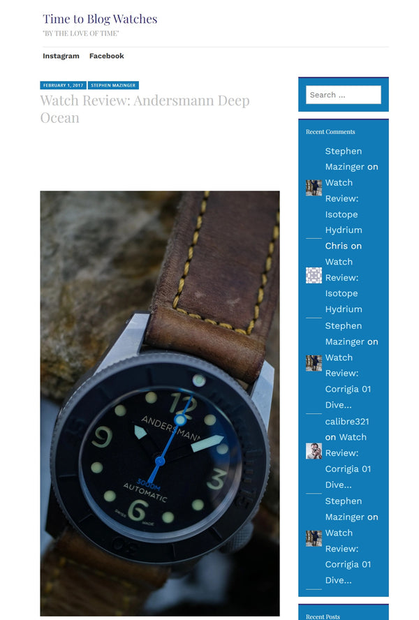 Thank you for the updated review by Stephen Mazinger in the “Time to Blog Watches”.