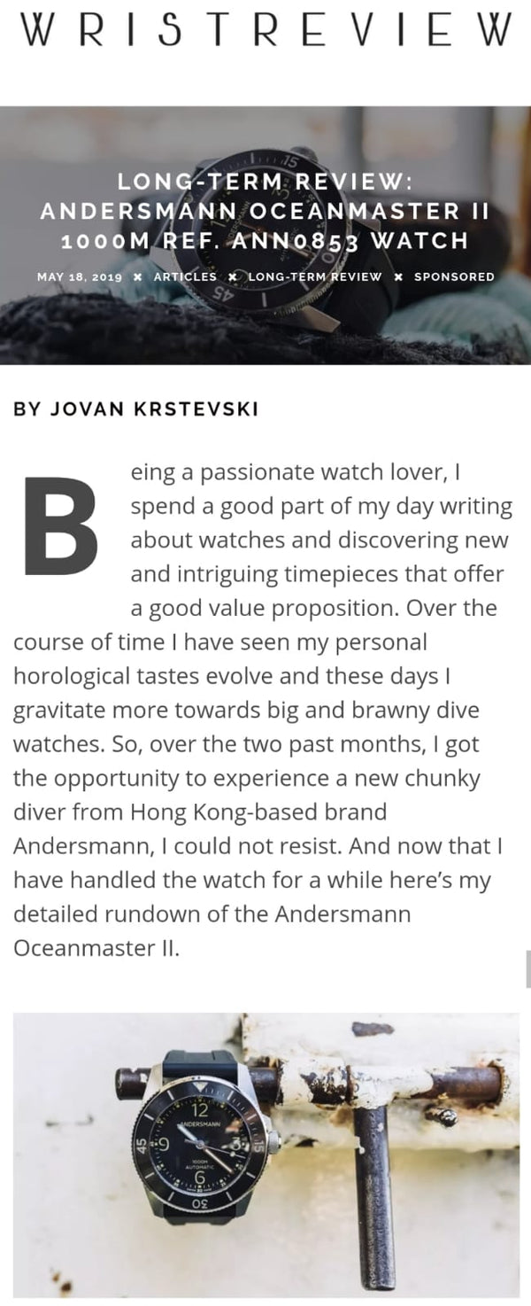 Thank you MR JOVAN KRSTEVSKI of wristreview.com for reviewing Oceanmaster II